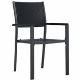 Garden Dining Set 7 pcs Black Powder-Coated Steel 3379153