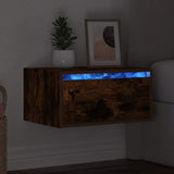Wall-mounted Bedside Cabinet with LED Lights Smoked Oak 860219