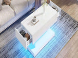 High-gloss Coffee Table with 2 drawers, LED lights, Modern Centre Table, Sofa Side Table, Tea Table N605P374205W