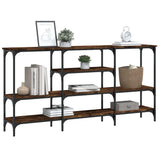 Console Table Smoked Oak 160x29x80 cm Engineered Wood 839065
