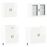 4 Piece Kitchen Cabinet Set Porto High Gloss White Engineered Wood 3314873