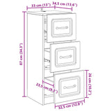 Drawer Cabinet White 33 x 34.5 x 87 cm Engineered Wood 895765