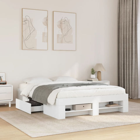 Bed Frame without Mattress White 140x190 cm Engineered Wood 3295499