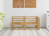Outdoor Middle and Corner Sofa 2 Piece White Solid Acacia Wood 901472