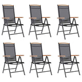 Garden Chair Set of 6 Black Plywood Standard Foldable 312187
