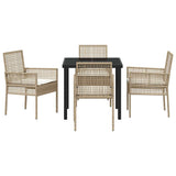Garden Dining Set with Cushion 5 pcs Beige Poly Rattan 3379892