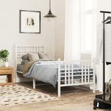 Metal Bed Frame without Mattress with Footboard White 80x200cm 376382
