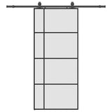 Sliding Door with Hardware Set Black 90x205 cm ESG Glass 3375871
