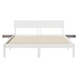 Bed Frame with Headboard White 150 x 200 cm Solid Pine Wood 873443