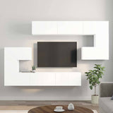 10 Piece TV Cabinet Set White Engineered Wood 3078724