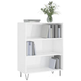 Bookcase High Gloss White 69.5x32.5x90 cm Engineered Wood 828358