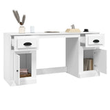 Desk with Cabinet White Engineered Wood 3185327