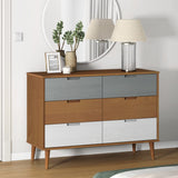 Drawer Cabinet MOLDE Brown 113x40x80 cm Solid Wood Pine 350507