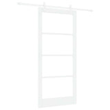 Sliding Door White 93 x 202 cm Solid Pine Wood and Glass 3332232