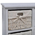 ZNTS Wooden Cabinet 3 Left Weaving Baskets White 240794