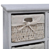 ZNTS Wooden Cabinet 3 Left Weaving Baskets White 240794