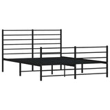 Metal Bed Frame without Mattress with Footboard Black 150x200cm 352339