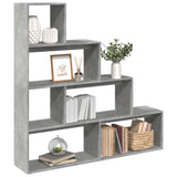 Room Divider Bookcase 4-Tier Concrete Grey 143.5x29x143.5 cm Engineered Wood 857997
