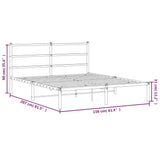 Metal Bed Frame without Mattress with Headboard Black 150x200cm 355367