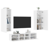 5 Piece TV Wall Units White Engineered Wood 3216539