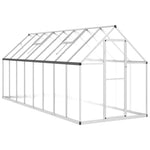 ZNTS Greenhouse with Base Frame Silver 445x169x195 cm Aluminium 3266332