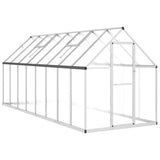 ZNTS Greenhouse with Base Frame Silver 445x169x195 cm Aluminium 3266332