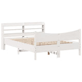 Bed Frame with Headboard White 140x200 cm Solid Wood Pine 3307045