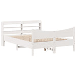 ZNTS Bed Frame with Headboard White 135x190 cm Double Solid Wood Pine 3307060