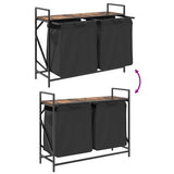 Laundry Basket 2 Compartments with Shelf Smoked Oak 859077