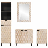 Bathroom Sets 4 pcs White Wash Finish Solid Mango Wood 3310032