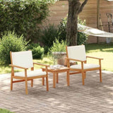 Garden Chair with Cushion 2 pcs Cream White Solid Acacia Wood 4106576