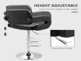 PU Leather Upholstered Swivel Bar Stool, Height Adjustable with Back, Armrest, Footrest, Black T3398P328151