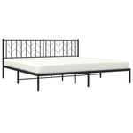 Metal Bed Frame without Mattress with Headboard Black 200x200cm 374444