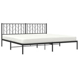 Metal Bed Frame without Mattress with Headboard Black 200x200cm 374444
