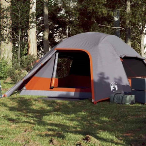 ZNTS Camping Tent Dome 4-Person Grey Waterproof 94721