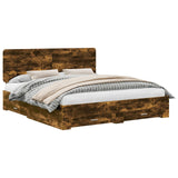 Bed Frame with Drawer Smoked Oak 200 x 200 cm Engineered Wood 3412746