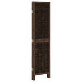 Room Divider 5 Panels Dark Brown Solid Wood Paulownia 358661