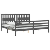 Bed Frame without Mattress Grey 200x200 cm Solid Wood 3194333