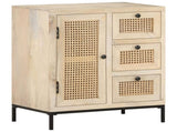 Sideboard 60x35x70 cm Solid Mango Wood and Natural Cane 323508