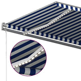 Manual Retractable Awning with LED 500x300 cm Blue and White 3069781