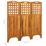 ZNTS 3-Panel Room Divider 121x2x120 cm Solid Acacia Wood 311877