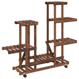 Flower Stand with Wheels 95x25x101 cm Solid Wood Fir 362863