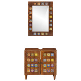 Bathroom Furniture Set with Door 2 pcs Walnut Solid Mango Wood 3310090