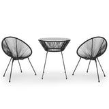 Dining Set Black Round PVC Rattan Decorative Inlays Dining Set 3085448
