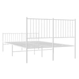 Metal Bed Frame without Mattress with Footboard White 135x190cm 350948