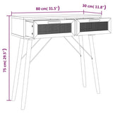 Console Table Brown 80x30x75 cm Solid Wood Pine&Natural Rattan 345626