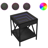 Bedside Table with Infinity LED Black 40x40x49 cm 3284096