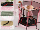 Kids Trampoline Mini Bouncer with Enclosure Safety Net For Ages 3-10 Years - Red T3398P348060