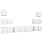 ZNTS 8 Piece TV Cabinet Set White Engineered Wood 3078714