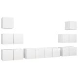 ZNTS 8 Piece TV Cabinet Set White Engineered Wood 3078714